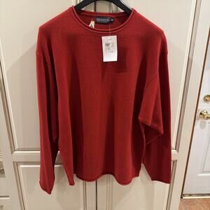 Fisherman Out Of Ireland 100% Lambs Wool Sweater Men XXL Red Roll Neck Mini NWT